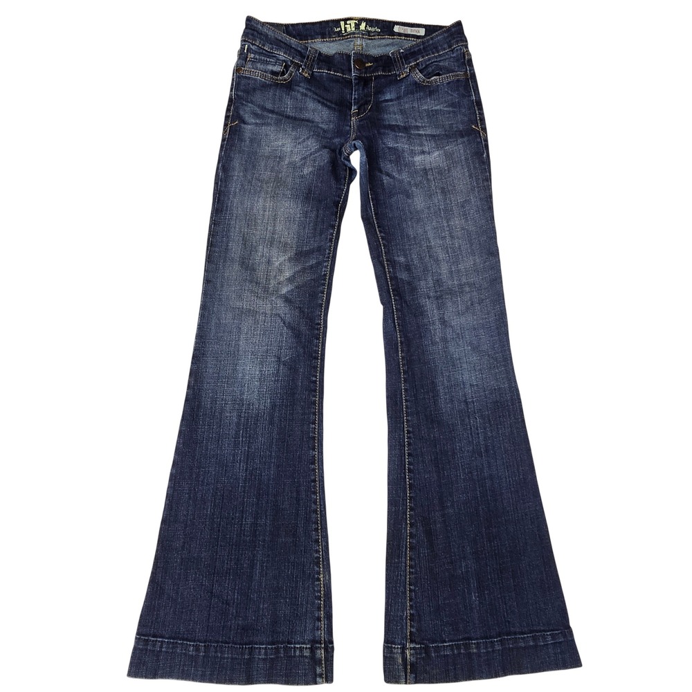 IT Jeans Los Angeles Dream Diva Dark Wash Flare Wide Leg Jeans Womens 28 Y2K
